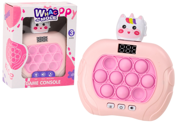 Mamido Smyslová hra Pop-It Wac-A-Mole jednorožec světla a zvuky růžová