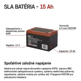 EMOS Bezúdržbový olověný akumulátor 12 V (B9656V) / 12 Ah / Faston 6,3 mm (B9656V)
