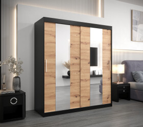 Šatní skříň Abi Po Barva korpusu: Černá, Rozměry: 150 cm, Dveře: Dub artisan