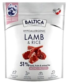 BALTICA Nutraceutic Hypoallergenic S Jehněčí s rýží 1 kg / Granule pro psy / Hypoalergenní / malá plemena 5–10 kg