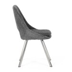 Židle jídelní, šedá látka, kovové nohy, broušená nerez.