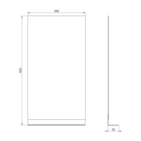 AQUALINE - Zrcadlo s policí 50x95cm, CU free, černá mat 22494S