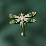 Brož Swarovski Elements Reyna - vážka, Zlatá