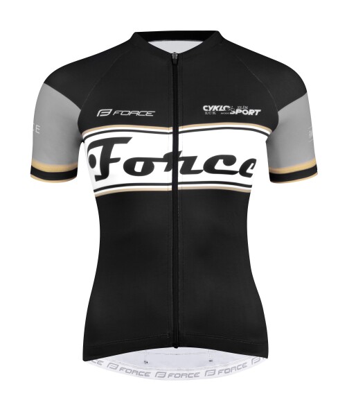 Dres FORCE RETRO UNI kr. rukáv, černo-zlatý, velikost M (Barva černo-zlatý)