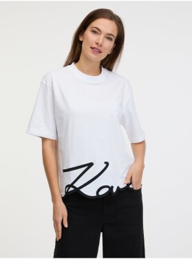 Bílé dámské tričko KARL LAGERFELD KARL Signature dámské