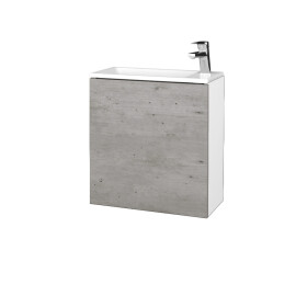 Dřevojas - Koupelnová skříňka VARIANTE SZD 50 umyvadlo Zoom - N01 Bílá lesk / D01 Beton / Pravé 339487P
