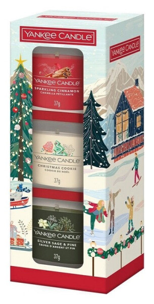 YC dárková sada 3 skleněných votivních svíček Christmas Classics 2025