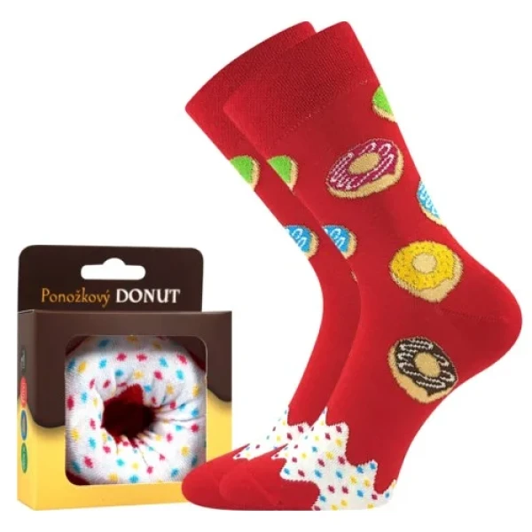 BOMA Ponožky vtipné DONUT v krabičce ČERVENÉ 38-41 118119