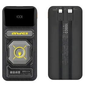 Awei P77K černá / Powerbanka / 10000mAh / 22,5W / vestavěné kabely USB-C a Lightning / displej (P77K)