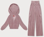 Růžový dámský komplet - mikina a kalhoty typu cargo (AMG-322A) odstíny růžové XL (42)