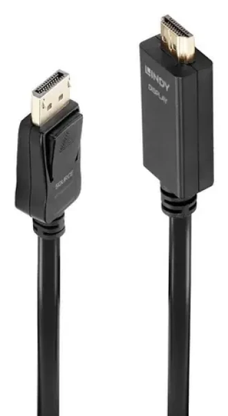 Lindy černá / Adaptér / DisplayPort - HDMI / 2 m / 4K 30Hz (36922)
