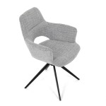 Židle jídelní, šedá látka, 360° vratný mechanismus, černý kov