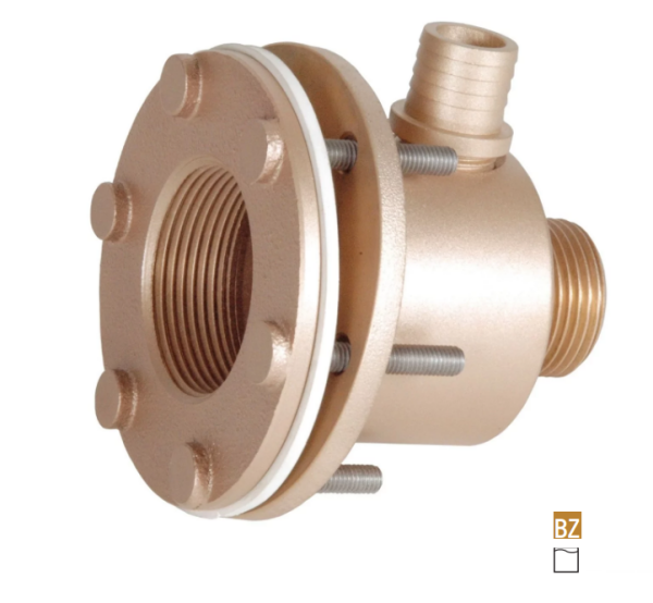 Hugo Lahme průchod stěnou napojení 1½“ int. pro hydromasážní trysku, bronz, hloubka 240 mm, pro keramické bazény