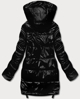 Černá dámská bunda odepínací kapucí (B8086-1)