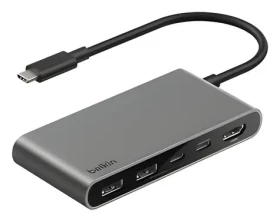 Belkin CONNECT AVC022 šedá / USB-C hub / 5v1 / 2x USB-C port (AVC022HQSGY)