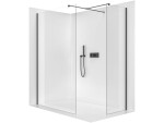CERANO Sprchová zástěna Walk-in Onyx T L/P - 8 mm - hranatá vzpěra - černá matná, transparentní sklo - 100x50x200 cm