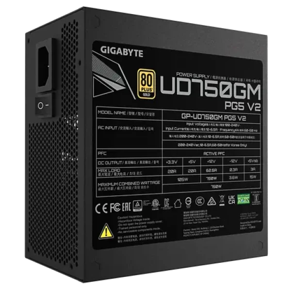 GIGABYTE UD750GM PG5 V2 / Zdroj / 750W / ATX 3.1 / modulární / 80PLUS Gold (GP-UD750GM PG5 V2)