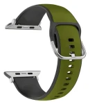 Beline Silico Leather zeleno-černá / Řemínek / Silikon/eko-kůže / Pro Apple Watch 1-9/SE/SE2 / 42/44/45/49 mm