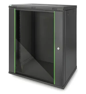 Digitus Dynamic černá / Nástěnný rozvaděč / 19" / 16U / 785x600x450 mm / uzamykatelné skleněné dveře (DN-19 16-U-EC-SW)