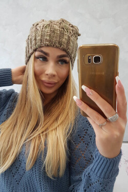 Fleecová čepice Roksana K209 cappucino+light khaki UNI