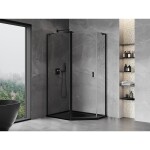 MEXEN/S - Mist Lsprchový kout pětiboký křídlový asymetrický 100 x 90, transparent, černá 8A8L-100-090-70-00