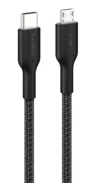 Belkin CAB026hq1MBK černá / Datový kabel / USB-C - Micro-USB / opletený / 1 m (CAB026HQ1MBK)