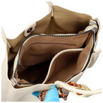 Módní dámská koženková kabelka na rameno Nenet, krémová