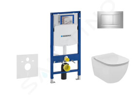 GEBERIT - Duofix Modul pro závěsné WC s tlačítkem Sigma30, lesklý chrom/chrom mat + Ideal Standard Tesi - WC a sedátko, Aquablade, SoftClose 111.300.00.5 NU6