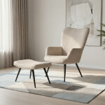 Relaxační křeslo, béžová, manšestrová látka, AK-L7285 CRM6