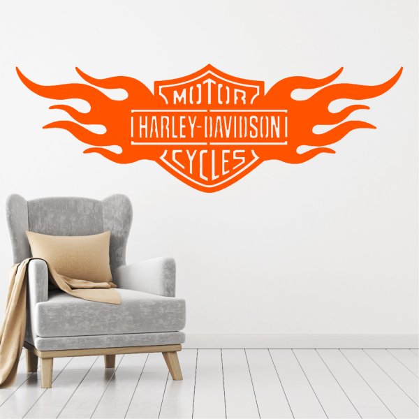 Samolepka Harley Davidson oheň Barva: oranžová, Velikost: 80 x 26 cm