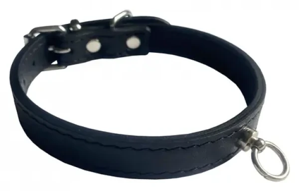 Huhubamboo Exclusive obojek černý M / Obojek pro psy / 16 mm x 26-32 cm / Hovězí kůže (355503)