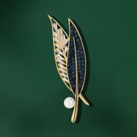 Luxusní brož s perlou a zirkony Estella Gold, Zlatá