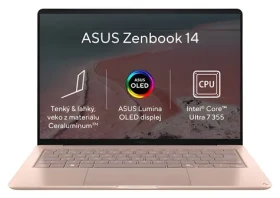 ASUS Zenbook 14 korálová / Notebook / 14" 3K / Intel Core Ultra 7 355 / 24GB / 512GB SSD / W11H (UX3480AA-OLED249W)