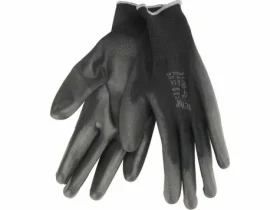 Rukavice polyesteru polomáčené PU černé 11"