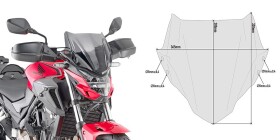 1176A plexi kouřové Honda CB 500 F (19-23)/ Kawa Z 900 (-24), vxš 280x365 mm, použij montážní sadu