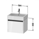 DURAVIT - Ketho.2 Umyvadlová skříňka 44x58x46 cm, 1 zásuvka, matná bílá K25075018180000
