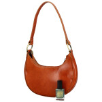 Luxusní dámská kožená kabelka na rameno Delami Vera Pelle Venny, koňaková