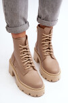 Zazoo 3413 Dámské kožené botky na robustním podpatku béžové 41