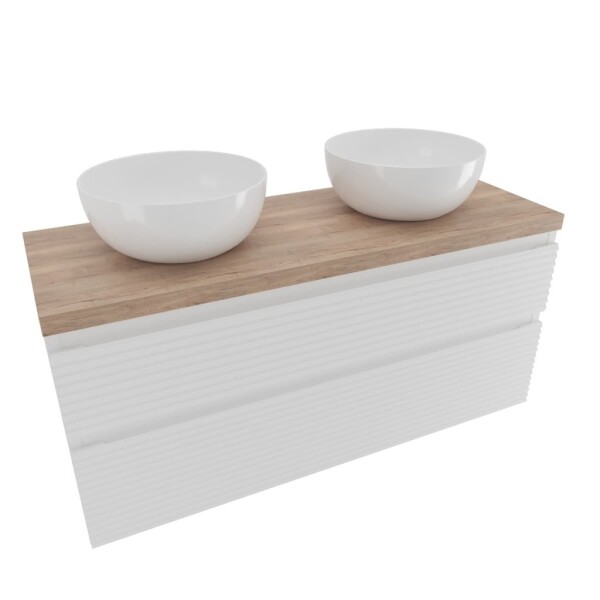 Koupelnová skříňka 2 zásuvková s krycí deskou Naturel Savona 118x53x44,8 cm bílá lesk SAVONA2120BIDDH SAVONA2120BIDDH