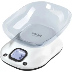 Lamart Bang Kuchyňská váha s miskou bílá / LCD display / max 5000g / 2x AAA / plast (8590669336050)
