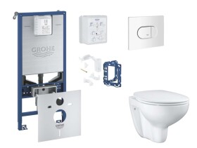 GROHE - Rapid SLX Set předstěnové instalace, klozetu, sedátka SoftClose a tlačítka Arena Cosmopolitan, alpská bílá SANI11BB3135