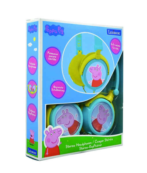 Lexibook skládací drátová sluchátka Prasátko Peppa s limitem hlasitosti - Alltoys Lexibook