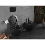 MEXEN/S - Lena Závěsná WC mísa Rimless Tornado včetně sedátka s slow slim, duroplast, černá mat 30221085T