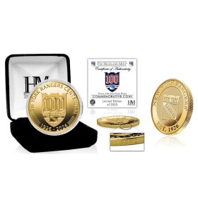 Highland Mint Sběratelská Pamětní mince New York Rangers NHL 100th Anniversary Gold Coin