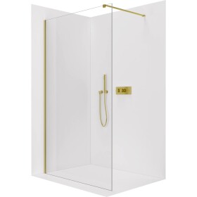 CERANO Sprchová zástěna Walk-in Onyx Cube L/P - 8 mm - hranatá vzpěra - zlatá, transparentní sklo - 140x200 cm