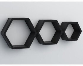 Sada 3 poliček Hexagon, černé