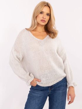 Dámský svetr MI SW 64109.15X Světle šedý / béžový - FPrice světle šedá one size