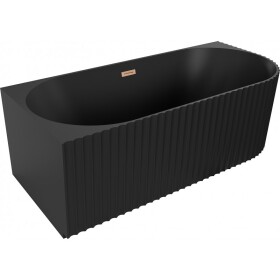 MEXEN/S - Gia volně stojící rohová vana reliéf levá 170 x 80, černá mat, sifon a přepad měď kartáčovaná 52701708071L-65