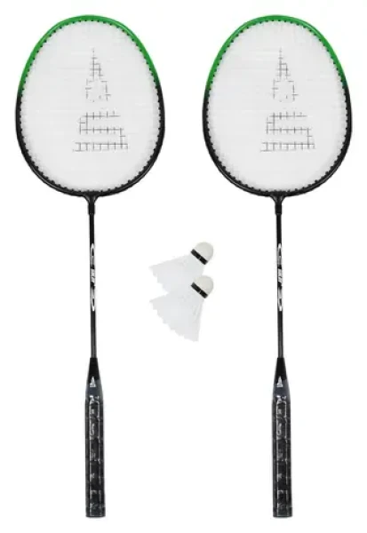 RULYT Badmintonový set černo-zelený / 2x raketa 24 cm / 2x míček / Cestovní vak