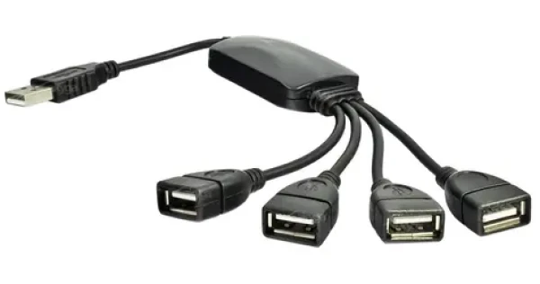 Akyga USB Hub černá / USB hub / 4 porty / USB 2.0 / kabel 15 cm (AK-AD-13)